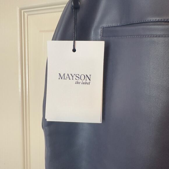 NWT Mayson The Label Vegan Leather Pleat Front Taper Pants Size 0 Periscope - Picture 10 of 13